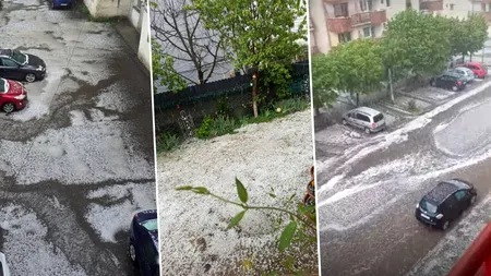Vijelii violente cu grindină în Cluj. Pământul s-a acoperit de gheață. Imaginile dezastrului