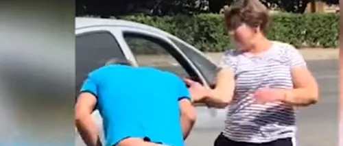 Un bărbat a fost bătut pe stradă de soție în centrul Aradului - VIDEO