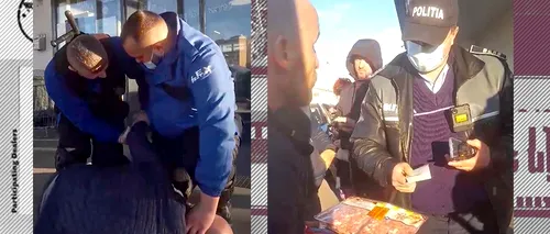 VIDEO | Incident în fața unui magazin din Buzău. Un client nemulțumit a fost pus la pământ și călcat pe gât de agenții de pază