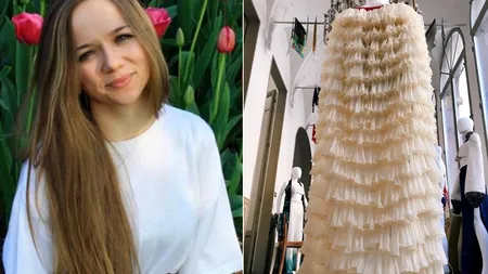 Rochie inedită, realizată din 1.000 de prezervative, creată de o tânără din Republica Moldova. Ce s-a întâmplat cu ambalajele - FOTO, VIDEO