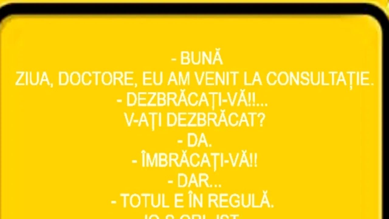 BANC | Bună ziua, doctore, am venit la consultație