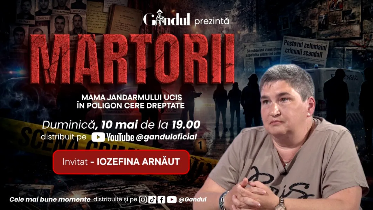 Duminică, 10 mai, de la ora 19:00, Gândul prezintă MARTORII - O mamă care îşi strigă durerea. Mama jandarmului ucis în poligon cere dreptate
