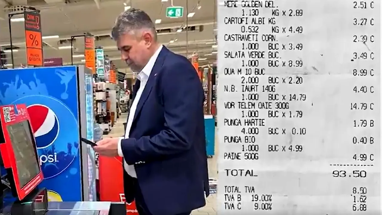 VIDEO | LISTA LUI CIOLACU. Ce produse a cumpărat premierul și cum arată bonul fiscal de 93.50 de lei. 
