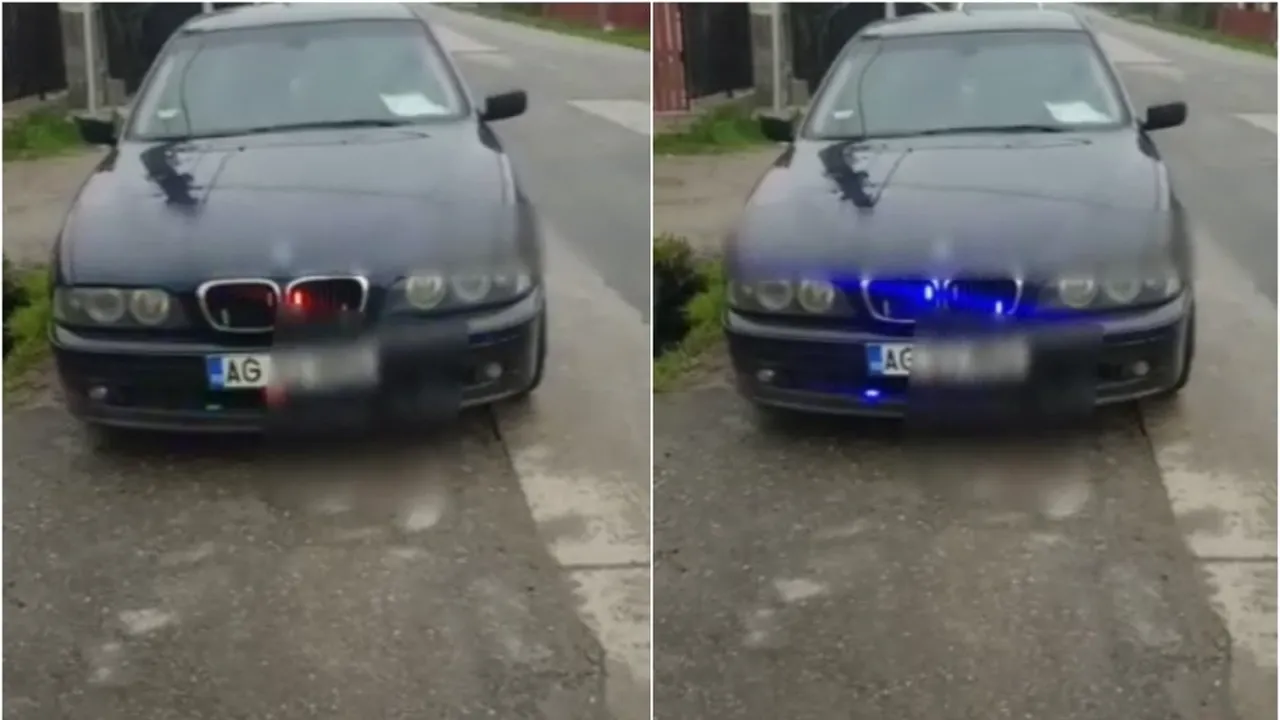 Un bărbat din Argeș și-a transformat bolidul în autospecială de poliție. Cum au reacționat autoritățile