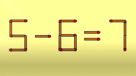 TEST IQ cu chibrituri | Mutați un singur băț pentru a corecta 5 - 6 = 7