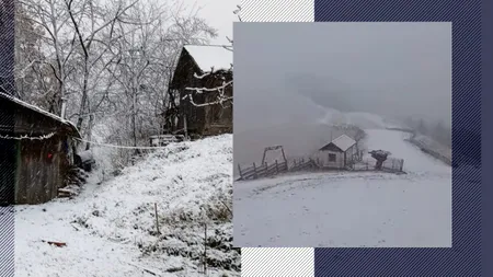 Imagini de poveste cu ZĂPADA de la munte. ANM a emis atenționări de Cod galben de ninsori pentru mai multe județe din țară