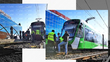 Circulația pe linia tramvaiului 41 a fost blocată timp de două ore din cauza unei avarii