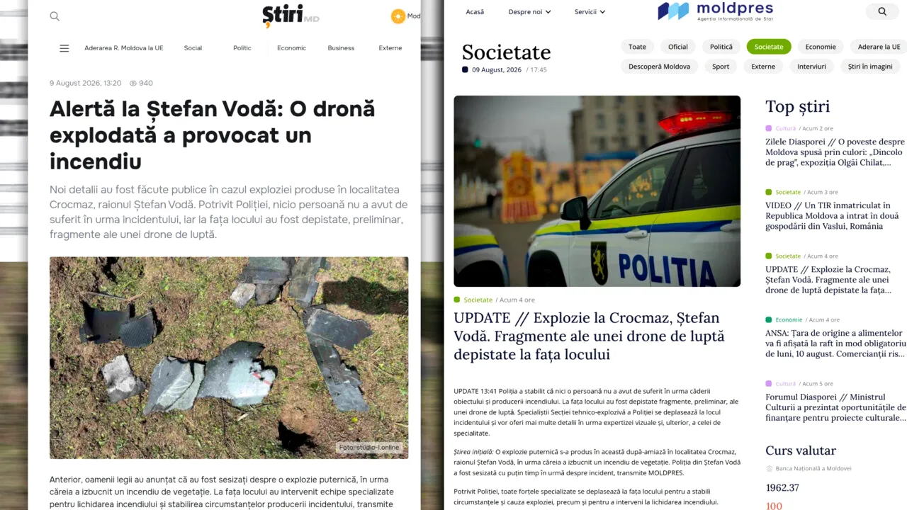 Ce scrie presa din Republica Moldova despre drona care a explodat la Crocmaz
