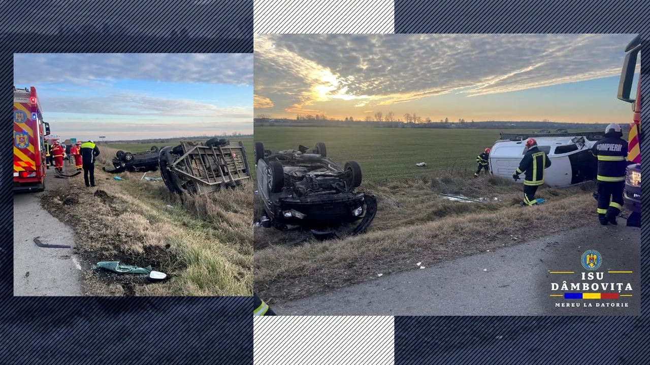 Accident în lanț pe A1. Șapte autovehicule au fost implicate, trei persoane au ajuns la spital