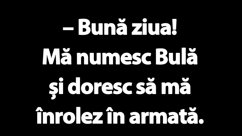 BANC | Bună ziua! Mă numesc Bulă și doresc să mă înrolez în armată