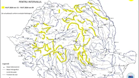 Cod galben de VIITURI în opt județe din România
