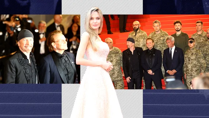 Singurul fotograf român acreditat la CANNES, reîntâlnire cu Angelina Jolie. Imagini ISTORICE cu Bono și Sean Paul, înconjurați de soldați ucraineni