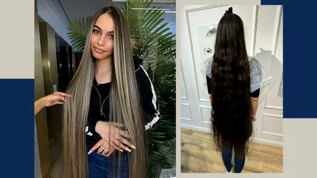 Ea este fata cu părul cel mai lung din România: măsoară 1,60 metri. „Când intră în baie, îi ia jumătate de oră numai să îl descurce”