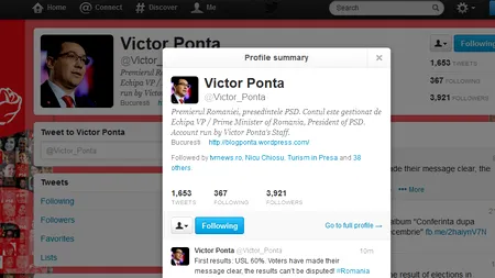 REZULTATE ALEGERI PARLAMENTARE 2012. Mesajul lui Victor Ponta pe Twitter