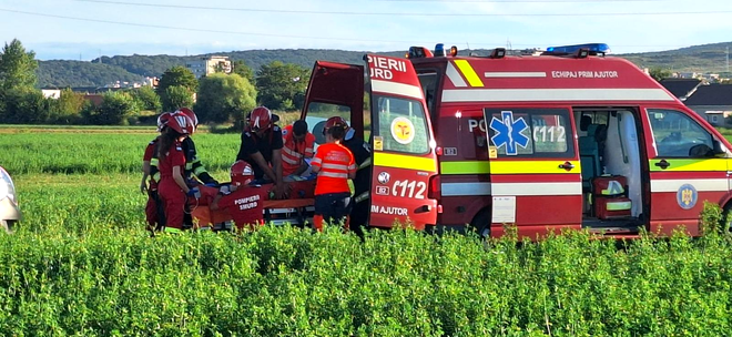 Un planor a aterizat de urgență într-un lan de lucernă, lângă Deva. Pilotul a fost rănit / Sursa foto: ISU Hunedoara