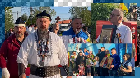 George Simion și Călin Georgescu, așteptați de zeci de oameni la secția de vot. Simpatizanții au adus steaguri, cruci și icoane