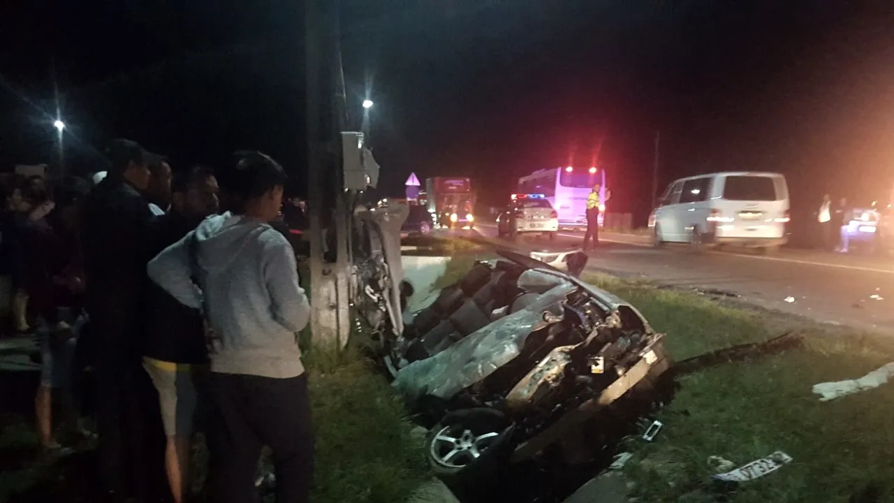 Accident la Schitu Golești, Argeș. Un autoturism a acroșat un autobuz: un morti și doi răniți