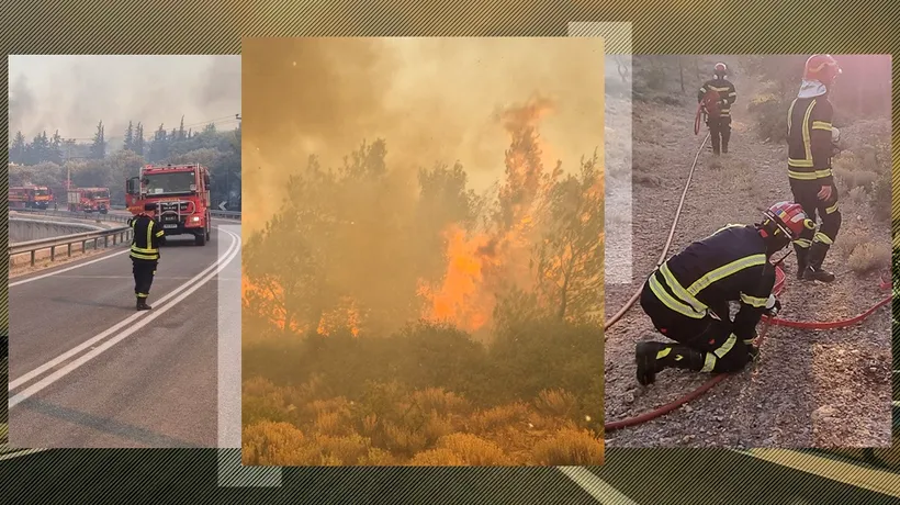 Aviz turiștilor! Incendii devastatoare în Grecia. Pompierii români apără casele elenilor de lângă Atena