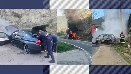 O altfel de MISIUNE: Daniela, Dumitru și Laurențiu, trei polițiști de frontieră au intervenit pentru stingerea unui incendiu izbucnit la o mașină