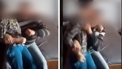Imagini șocante cu un tată care își lovește cu pumnii copilul, în timp ce mama filmează și râde. Bărbatul este anchetat de Poliție
