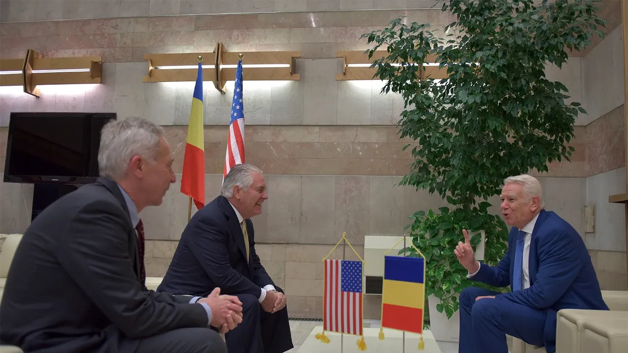 Secretarul de stat american, Rex Tillerson, întâlnire cu ministrul de Externe Teodor Meleșcanu