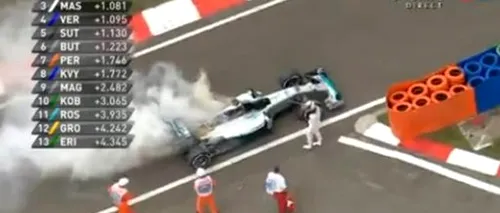 Momente dificile pentru Lewis Hamilton după ce monopostul lui a luat foc