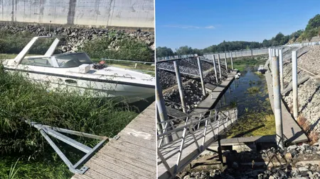 Debitul Dunării a atins un nou minim istoric de 1.250 metri cubi pe secundă. Portul turistic Corabia e blocat de vegetație