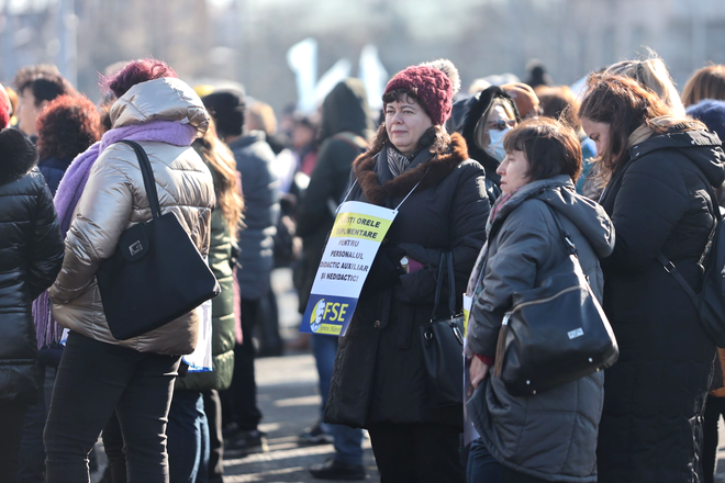 Angajații din Educație au protestat miercuri în București / Sursa foto: Alexandra Pandrea (GÂNDUL)