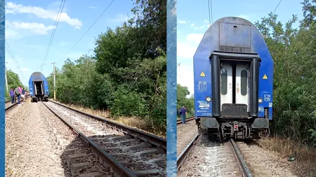 Două vagoane ale unui tren de pasageri au DERAIAT pe ruta Craiova-București. Circulația, blocată pe un fir. Călătorii au fost preluați de un alt tren