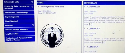 Reacția Poliției Române, după ce hackerii Anonymous i-au spart site-ul și i-a lăsat un mesaj