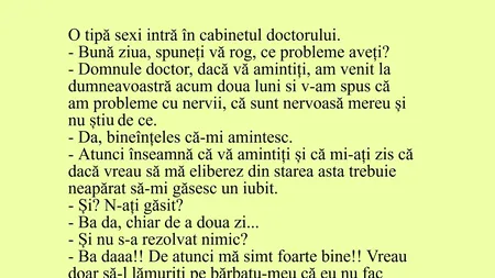 Bancul de luni | O tipă atrăgătoare intră în cabinetul doctorului