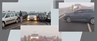 Carambol cu nouă AUTOTURISME pe podul care face legătura cu Drumul Expres, în Olt