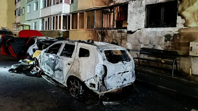 Atac mafiot la Brașov. Mașină incendiată cu un cocktail MOLOTOV!/Două etaje ale unui bloc, distruse