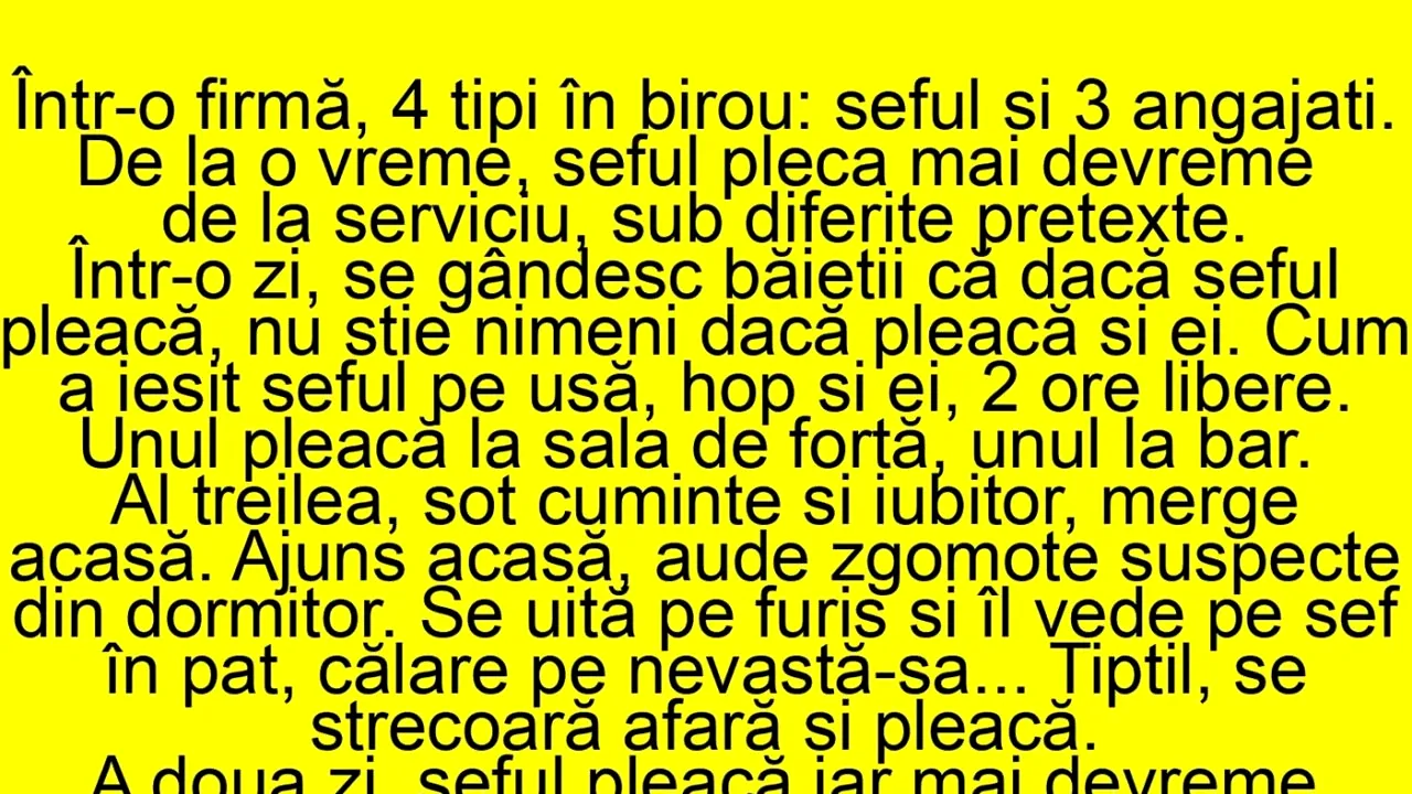BANCUL ZILEI | Șeful și cei 3 angajați