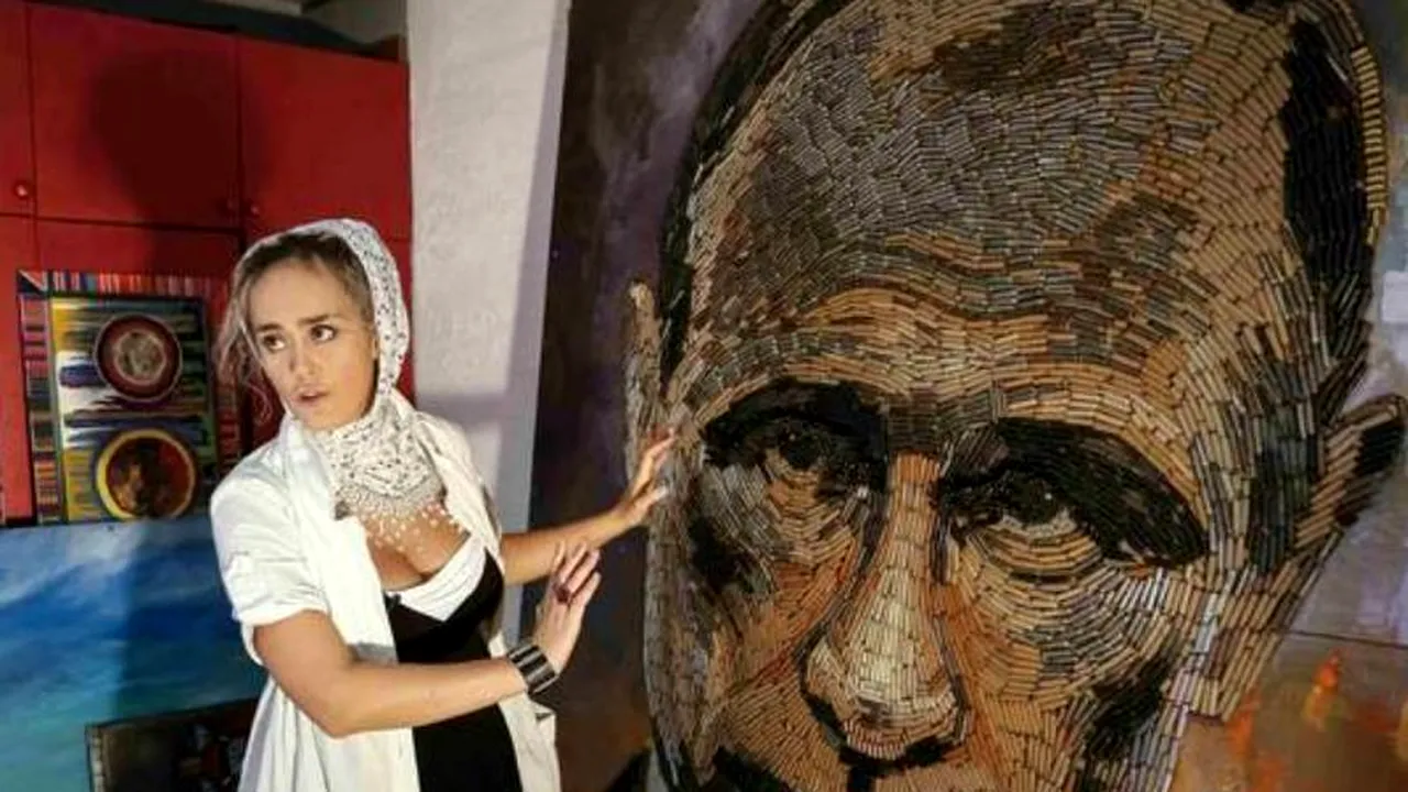 O artistă din Ucraina a creat portretul lui Vladimir Putin din 5.000 de cartușe adunate de pe front. 