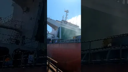 INCENDIU pe un cargou în Portul Midia. Patru muncitori au ARS de vii