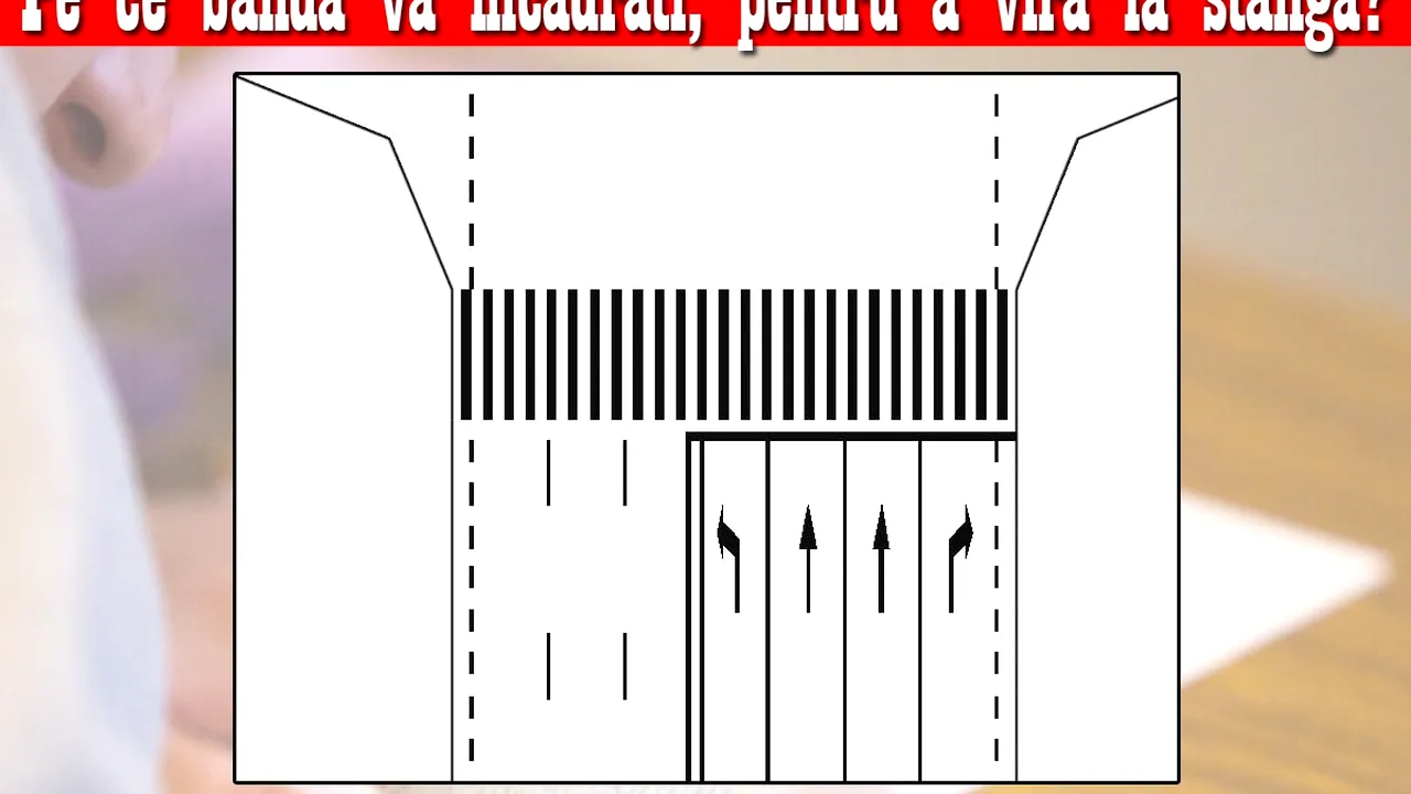 Testul auto la care doar 7 din 10 șoferi răspund corect | Pe ce bandă vă încadrați, pentru a vira la stânga?