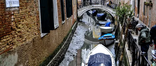 Imagini dezolante din „Orașul Podurilor. Canalele din Veneția au secat, provocând haos