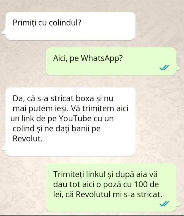 BANCUL ZILEI Colindul pe WhatsApp