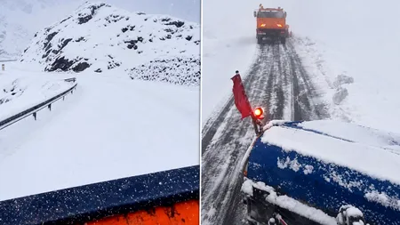 Iarna își intră în drepturi pe Transfăgărășan. Ninge abundent în zona montană