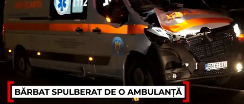 Pieton spulberat de o ambulanță la Bistrița. Bărbatul a fost aruncat la câțiva metri distanță