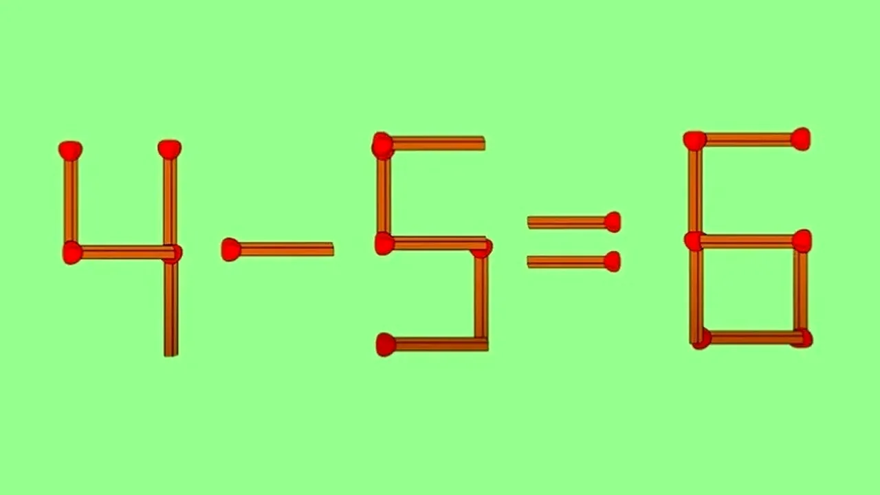 TEST IQ | Mută un singur băț de chibrit și rezolvă exercițiul 4-5=6
