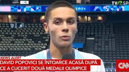 David Popovici se întoarce în România, după ce a câștigat o medalie de aur și una de bronz la Jocurile Olimpice. Mesajul campionului