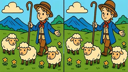 TEST de logică | Găsiți toate cele 3 diferențe între cei doi ciobănași din imagine!
