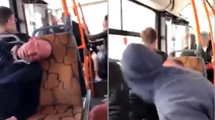 Scene incredibile într-un autobuz din Galați. Un bărbat care dormea a fost victima unor tineri dornici de amuzament: „Hai, dă-i!- VIDEO
