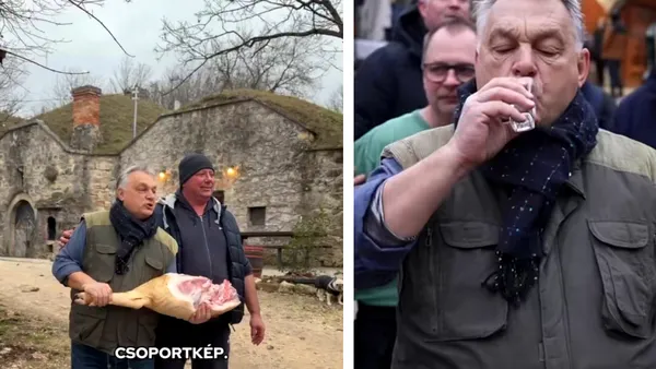 Viktor Orban, campanie electorală în stil tradițional. Premierul maghiar, filmat în timp ce tăia porcul și se delecta cu un păhărel de palincă