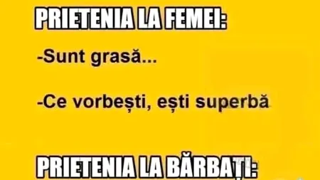 Bancul de sâmbătă | Prietenia între femei VS prietenia între bărbați