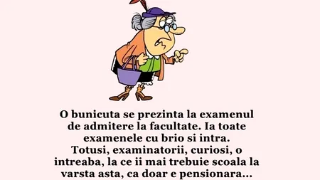BANCUL ZILEI | Pensionara și școala de șoferi