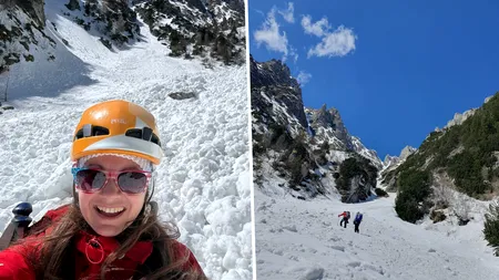 Imagini spectaculoase: o avalanșă din Munții Bucegi, surprinsă de turiști