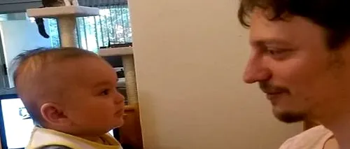 Viral pe YouTube. Un bebeluș de trei luni îi spune tatălui său că-l iubește